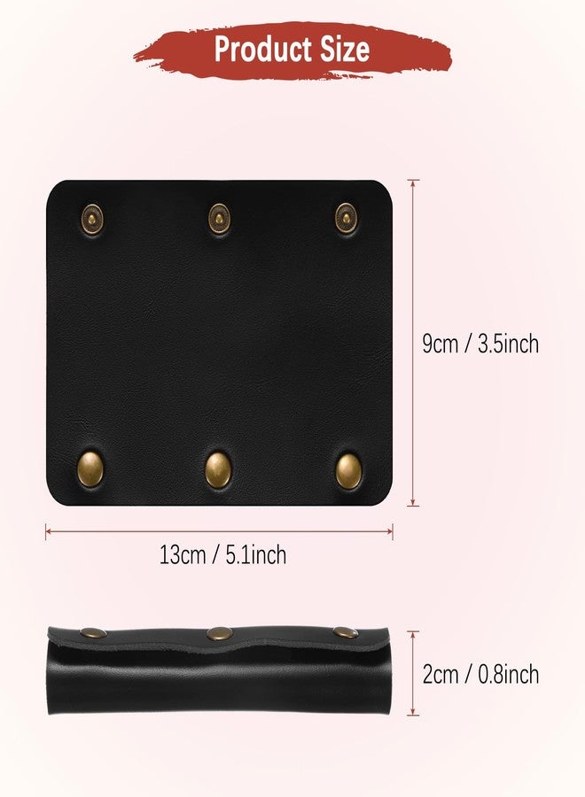 TIXIPEM Leather Handle Wrap [4PCS] - Handbag Handle Wrap Cover with 3 Metal Clasps Use for Suitcases & Bags & Shopping Totes & Wallets - [Black-5IN/13CM] Soft Purse Strap Pad - Image 3